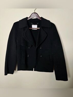 Black Oversized Short Peacoat. Buttons. Size Small.Belle And Bloom. Quiet luxury